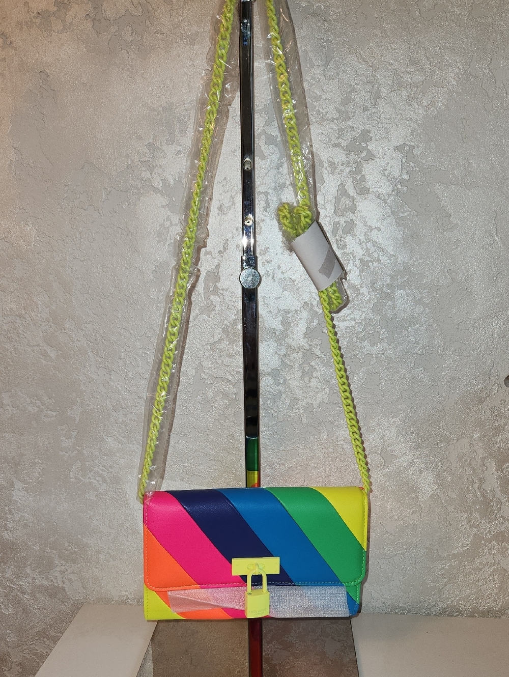 Kurt Geiger Colorblock Rainbow Crossbody Bag - Lime Strap NWT